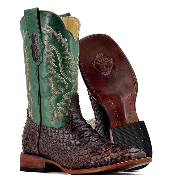 Men’s Chocolate Brown Python – Square Toe - Picture 2 of 2